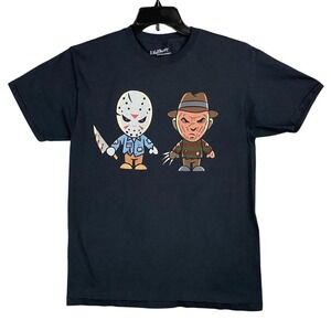 A Nightmare On Elm Street‎ Jason Freddy Graphic Tee Black Cotton Shirt Medium